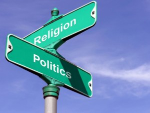 religion politics street sign