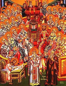 A depiction of the Council of Nicaea in AD 325, at which the Deity of Christ was declared orthodox and Arianism condemned.